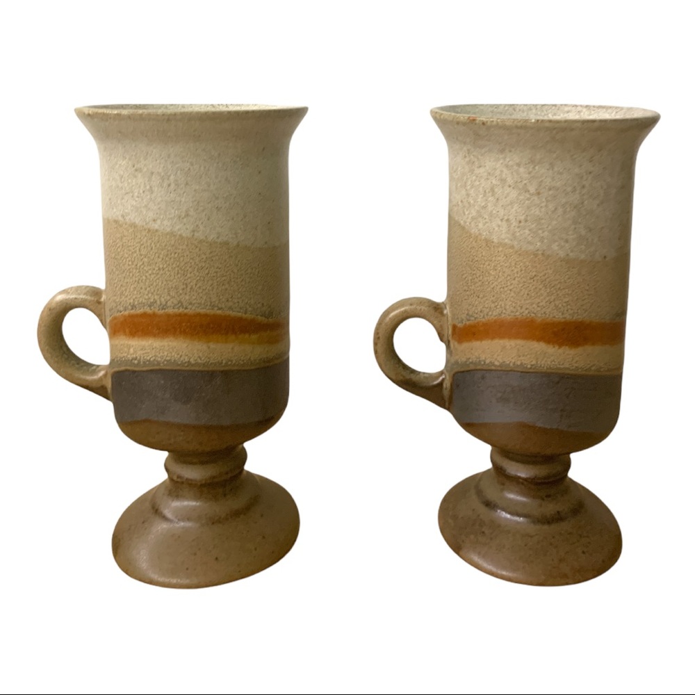 Artisan Handcrafted Irish Pottery Ceramic Coffee Mugs Cup Pair